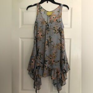 Maeve Anthropologie Size XS Sleeveless Sheer V Neck Floral Shirt